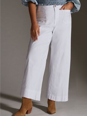 Anthropologie Maeve The Colette Crop Wide Leg Pant in White Size 20 W